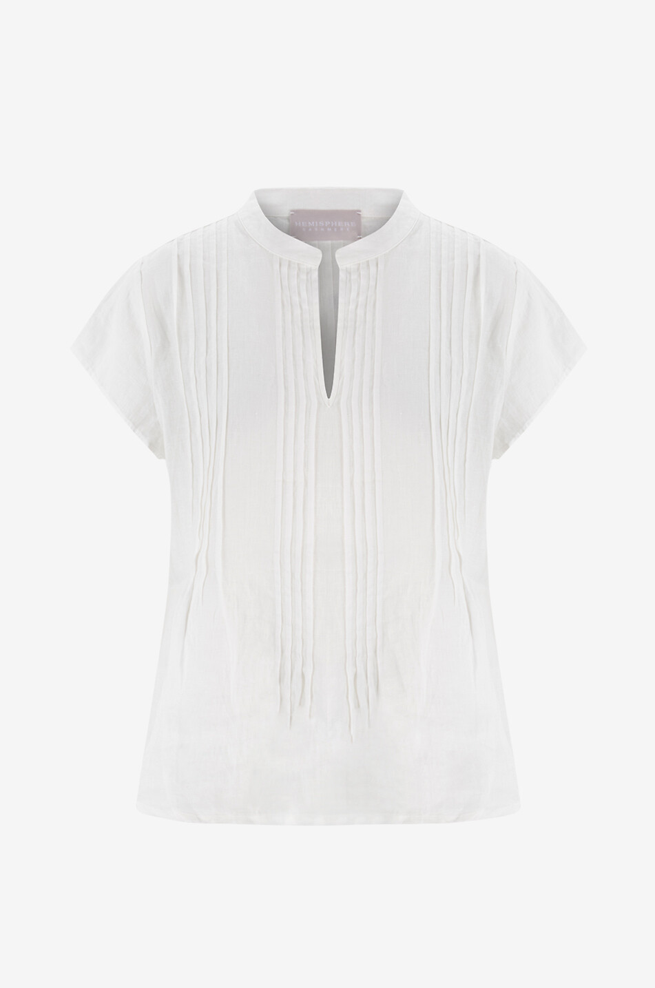 Top à manches courtes en lin à nervures Ralma