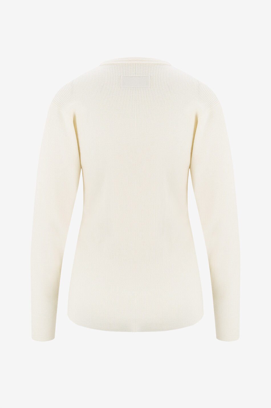PHOEBE PHILO Pull fin côtelé à col rond en laine Femme BLANC CASSE 2