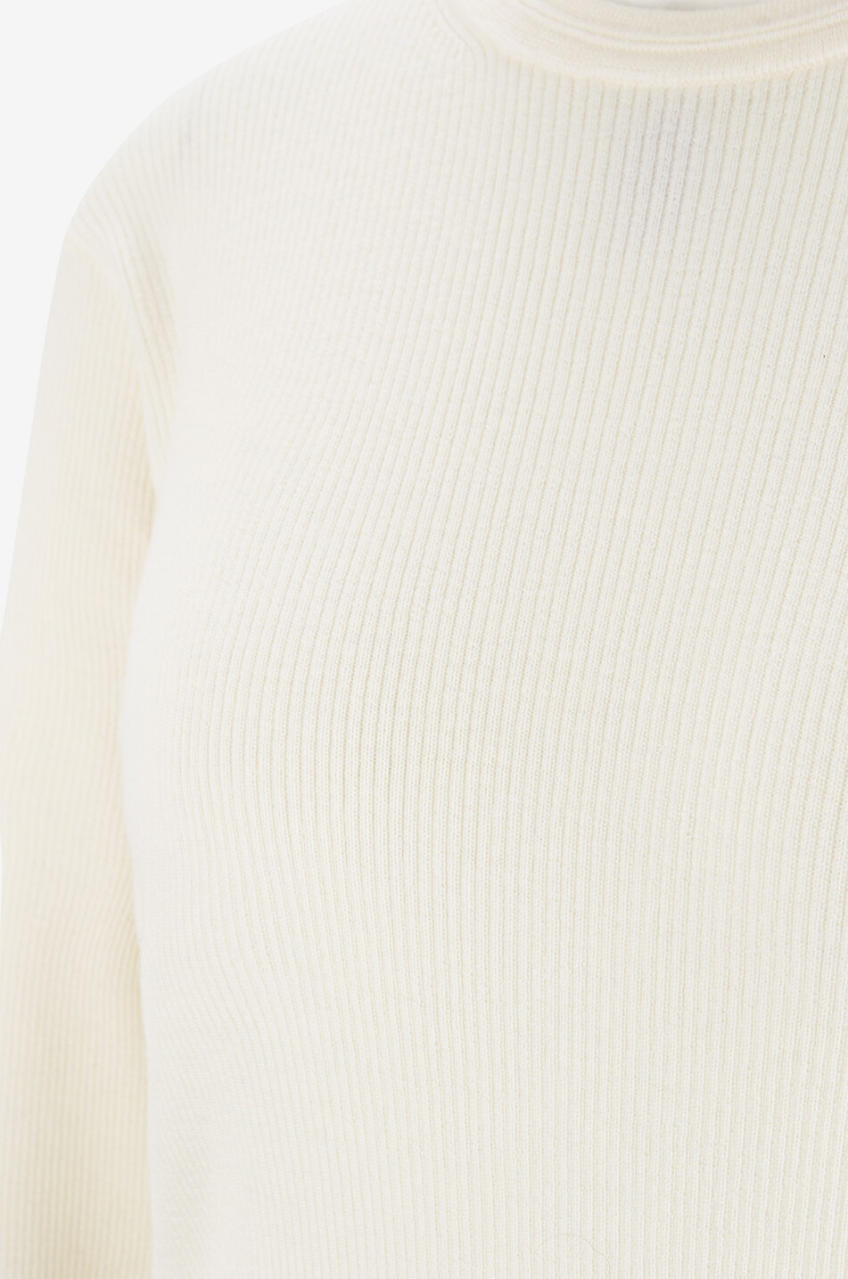 PHOEBE PHILO Pull fin côtelé à col rond en laine Femme BLANC CASSE 3