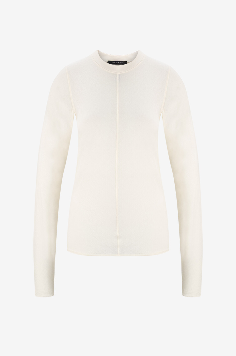 PHOEBE PHILO Top en jersey de coton et laine Ultra Fine Femme BLANC CASSE 1