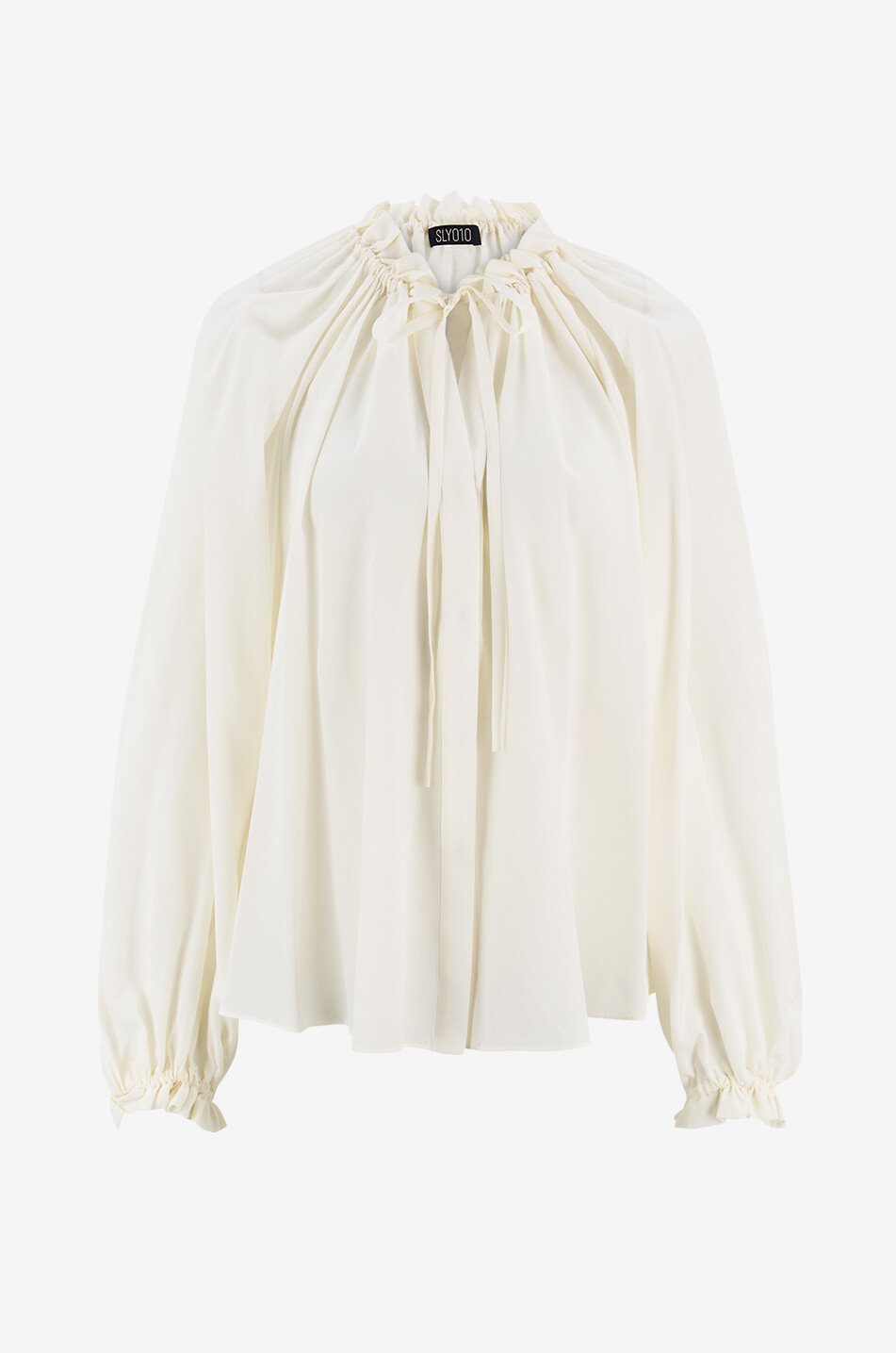 SLY 010 Geraffte Bluse aus Seide Glenn Damen WEISS 1