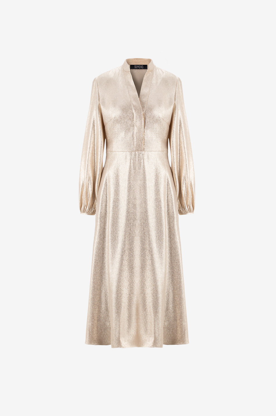 SLY 010 Taryn metallic jacquard midi dress Women GOLDEN 1