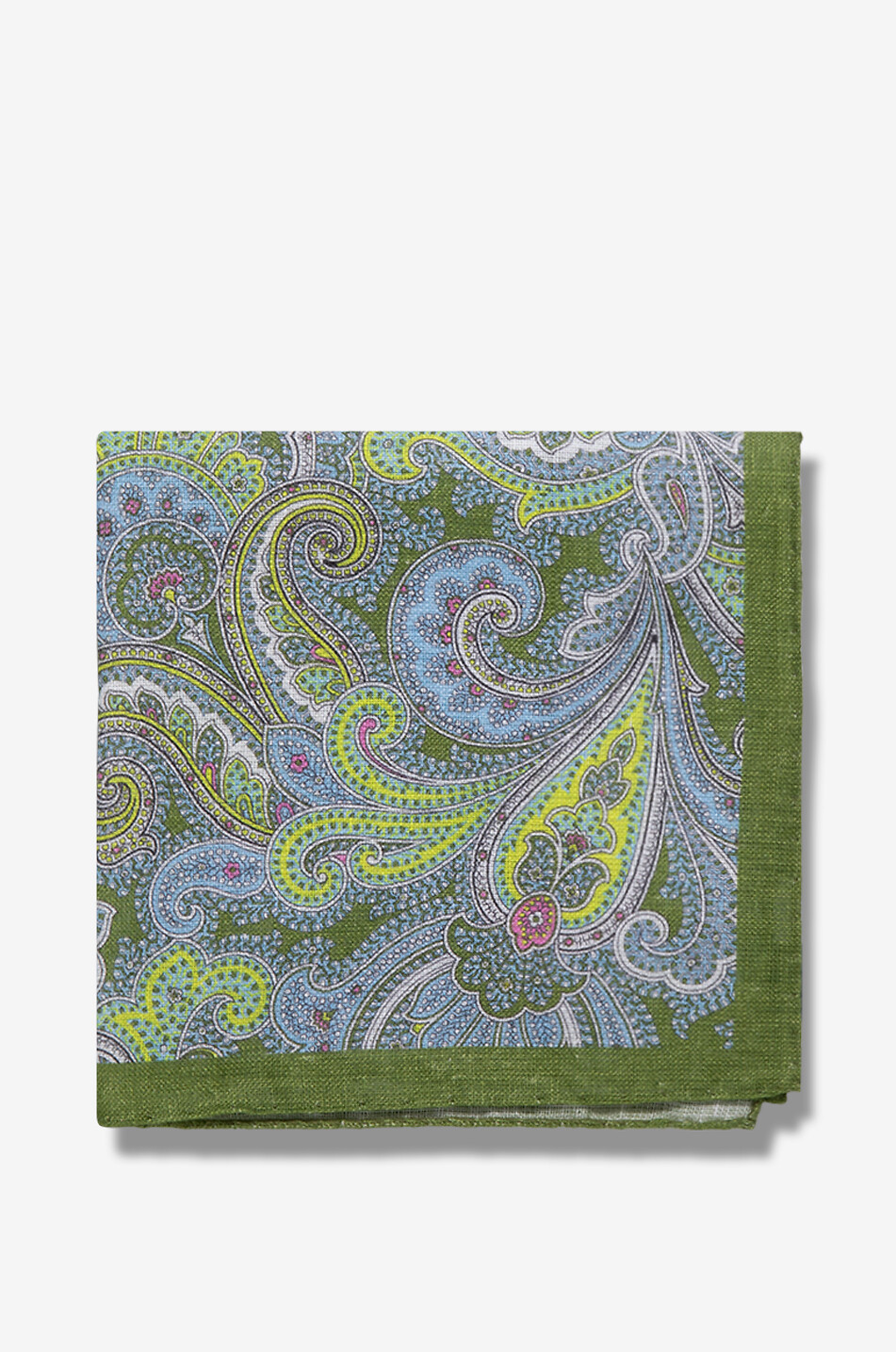 Paisley printed linen pocket square