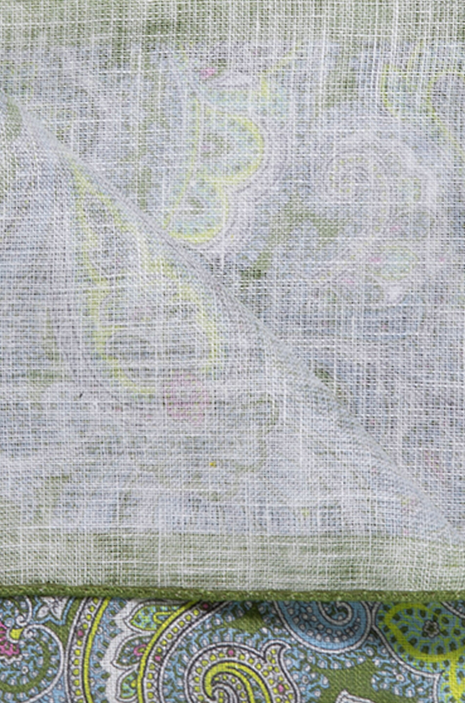 BIGI CRAVATTE Paisley printed linen pocket square Men MEDIUM GREEN 2