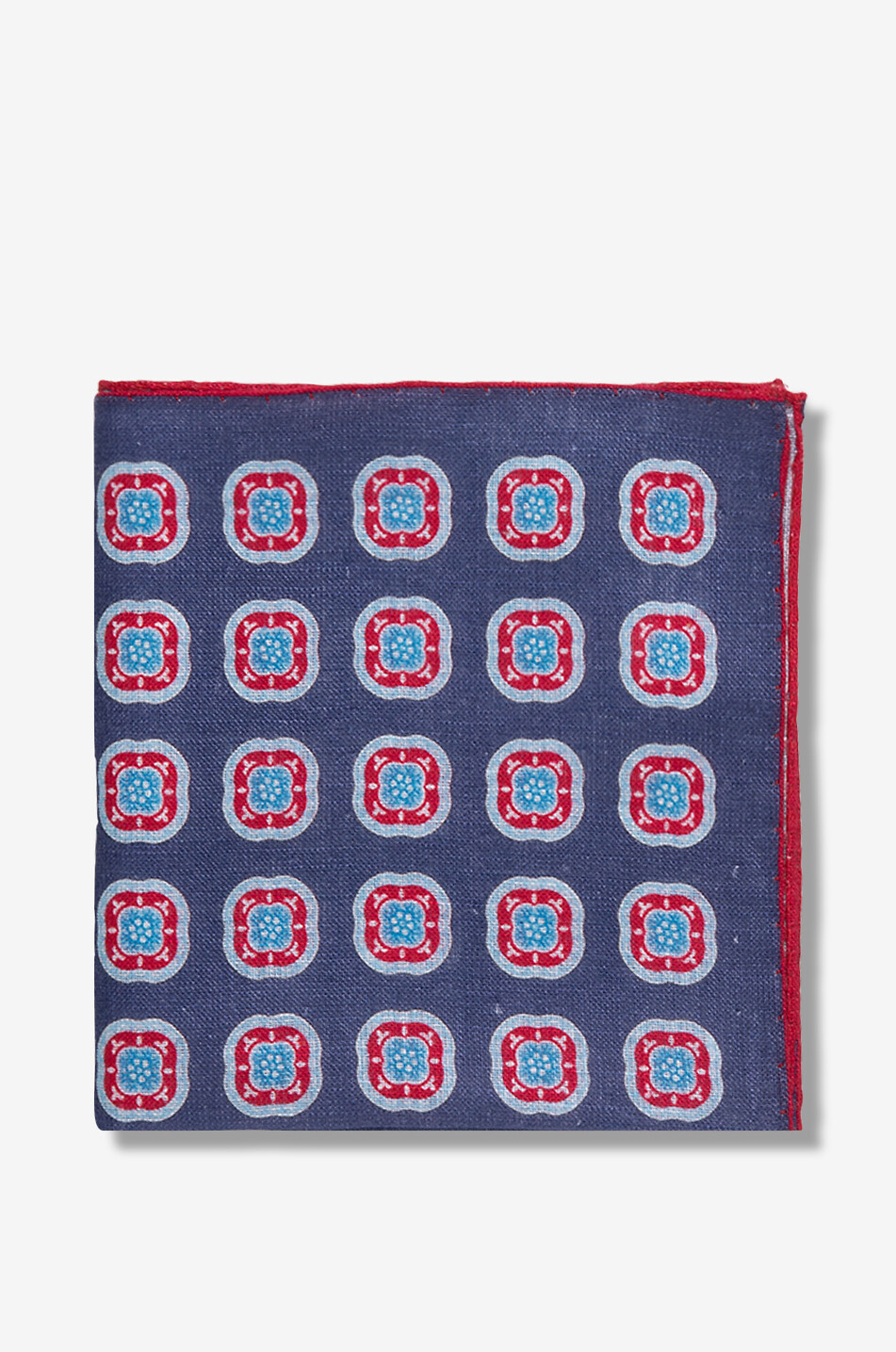 BIGI CRAVATTE Pochette en lin motif mandalas Homme BLEU MOYEN 1