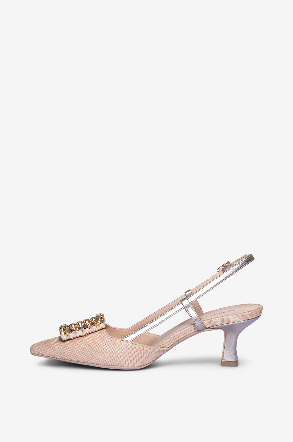 BONGÉNIE Escarpins à bride arrière en toile et cuir métallisé Stefi 55 Femme DORE 3