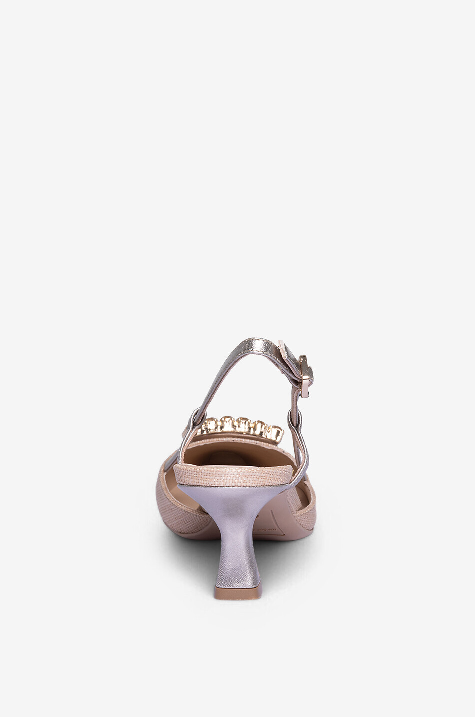 BONGÉNIE Escarpins à bride arrière en toile et cuir métallisé Stefi 55 Femme DORE 4