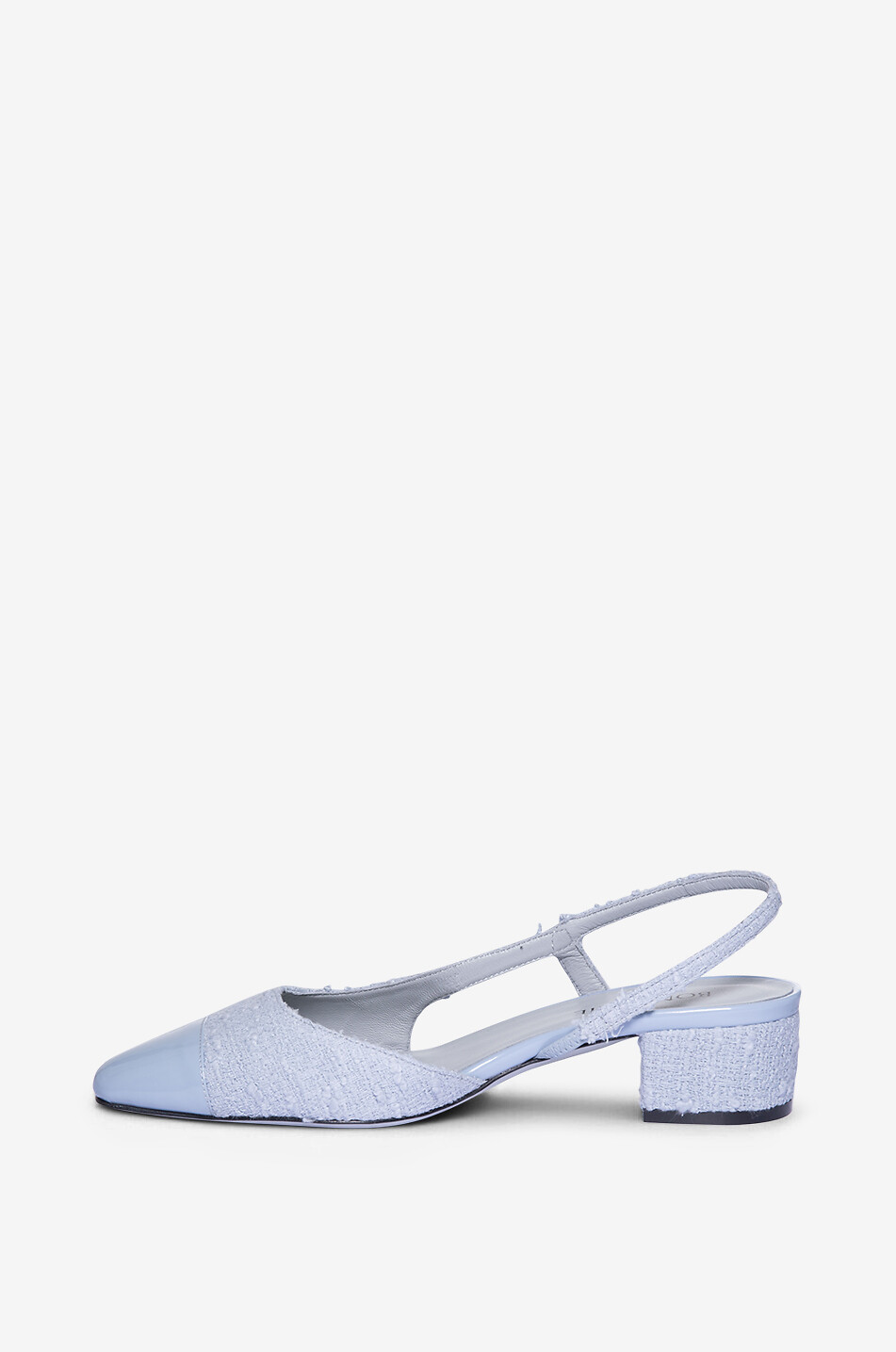 BONGENIE Escarpins à bride arrière en tweed et cuir verni Rosette 40 Femme BLEU CLAIR 3