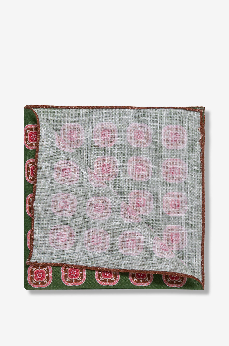 BIGI CRAVATTE Pochette en lin motif mandalas Homme VERT MOYEN 2