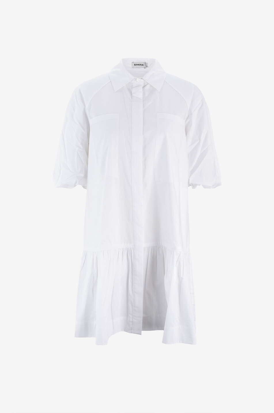 SIMKHAI Crissy poplin straight mini shirt dress Women WHITE 1
