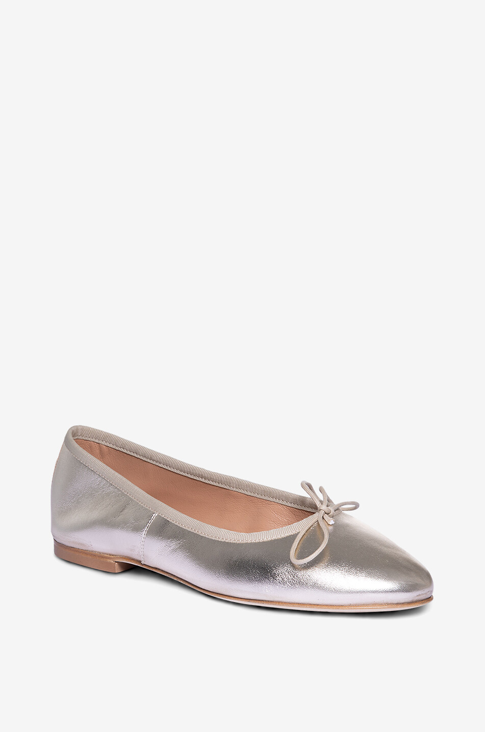 Ballerines à bout rond en cuir métallisé Vintage