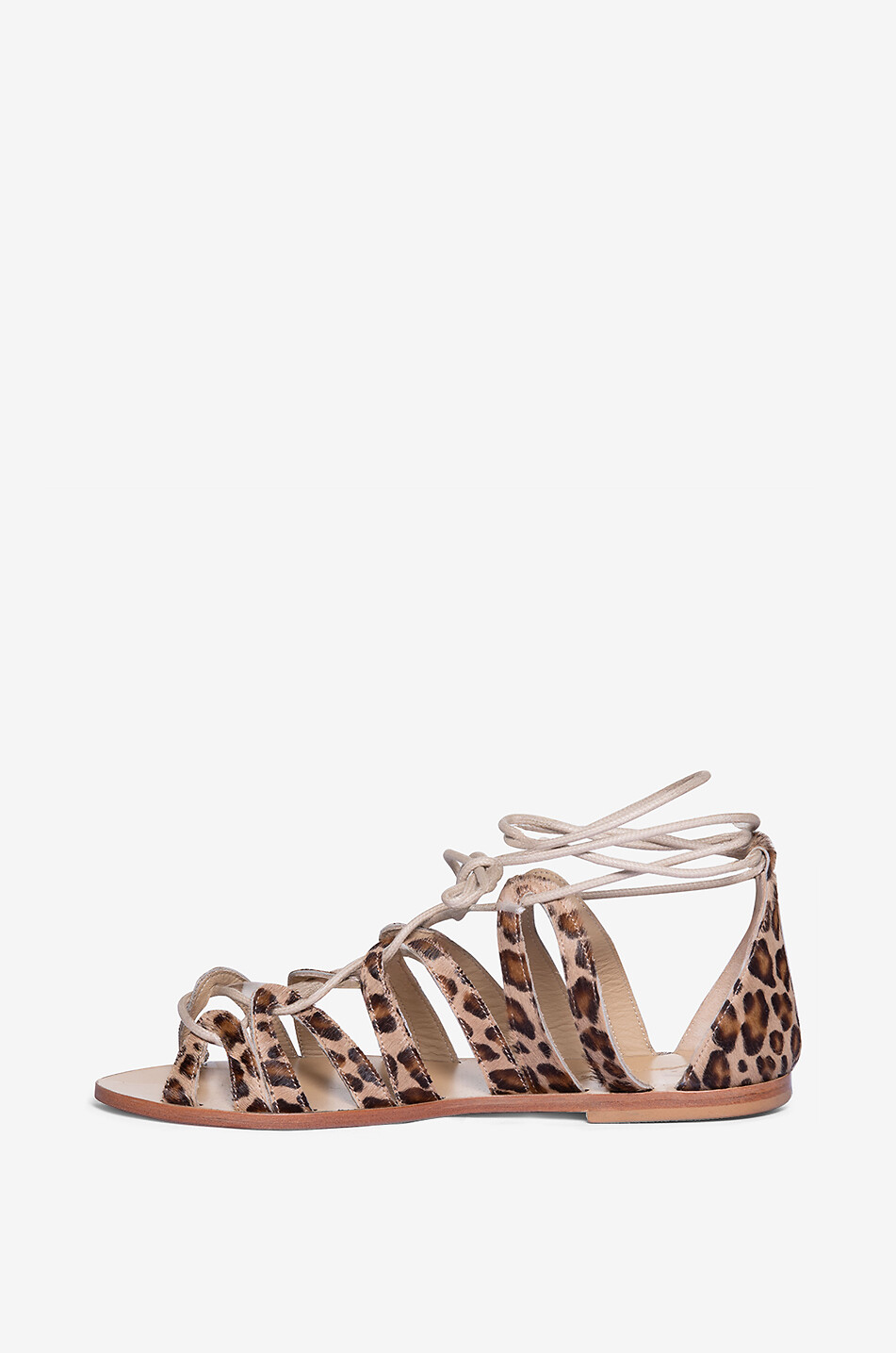 ANNIEL Greek Sandal leopard calf hair leather sandals Women LIGHT BROWN 3