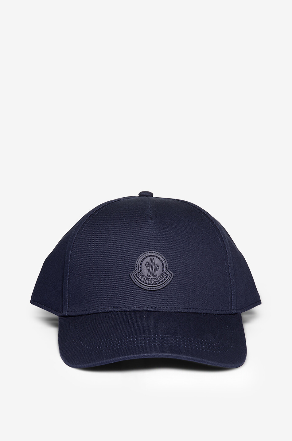 MONCLER Casquette en gabardine avec logo en cuir Homme BLEU FONCE 1
