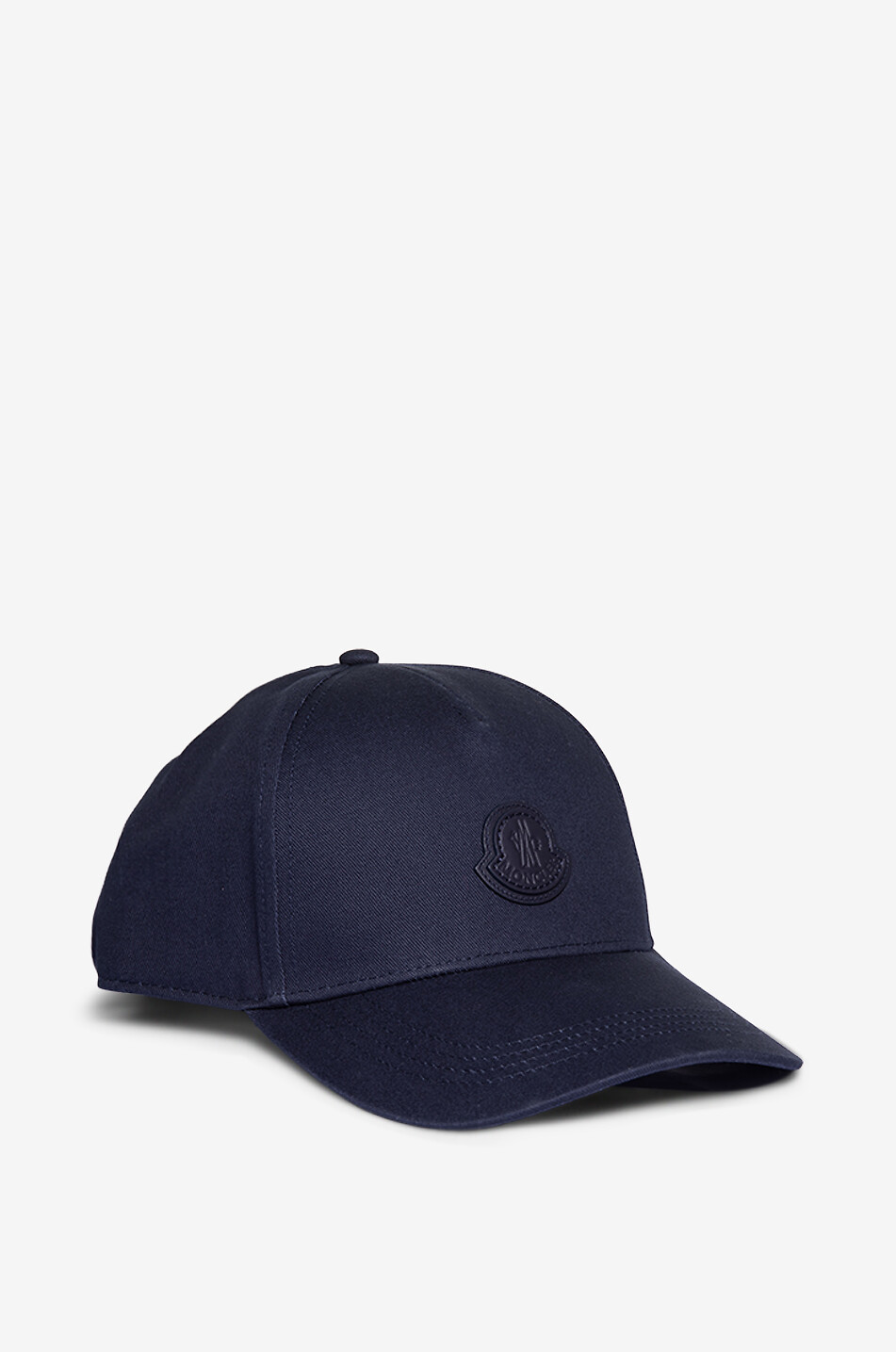 MONCLER Casquette en gabardine avec logo en cuir Homme BLEU FONCE 2