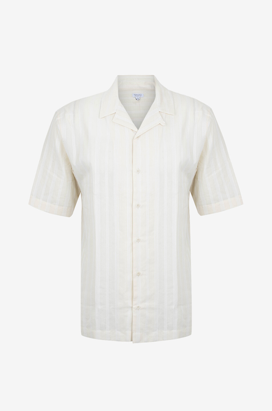 SUNSPEL Kurzarm-Hemd aus gestreiftem Jacquard Herren CREMEFARBEN 1