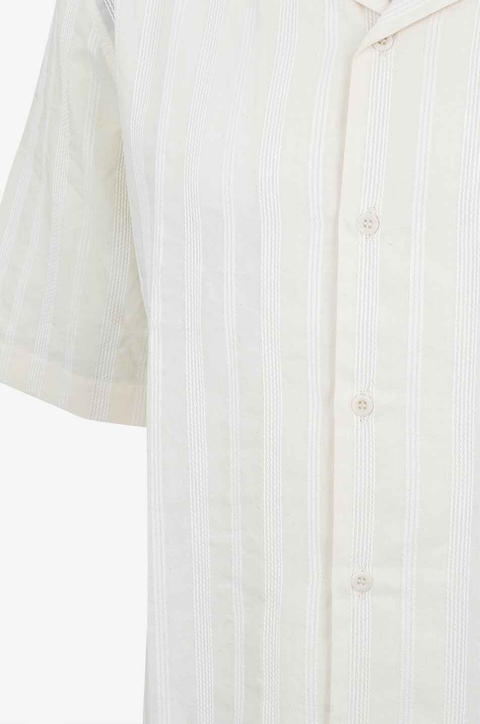 SUNSPEL Kurzarm-Hemd aus gestreiftem Jacquard Herren CREMEFARBEN 7
