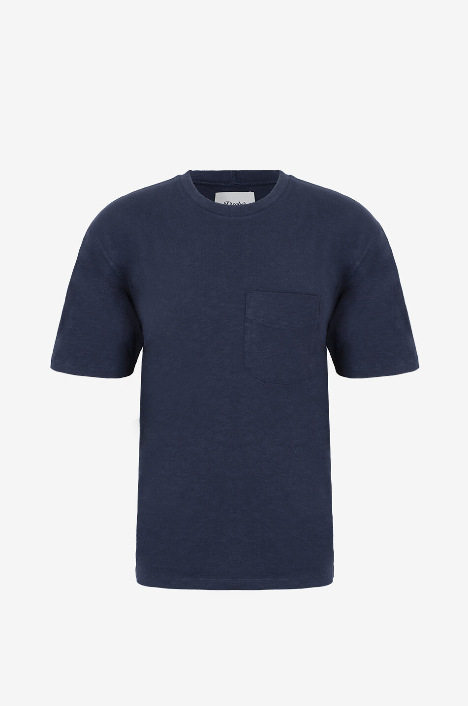 DRAKES T-shirt à manches courtes en coton flammé Pocket Tee Homme BLEU FONCE 1
