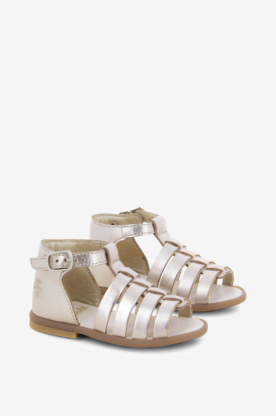 Cotton and metallic leather baby sandals