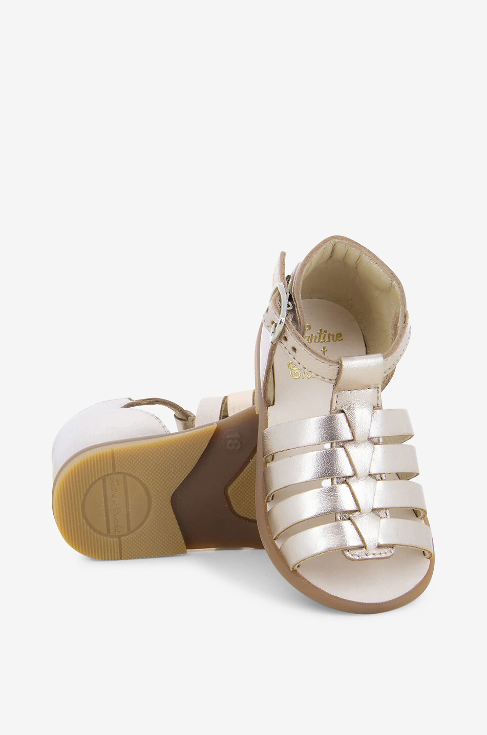 Cotton and metallic leather baby sandals