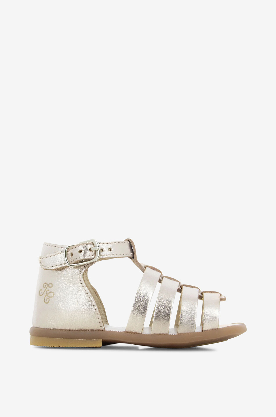 Cotton and metallic leather baby sandals