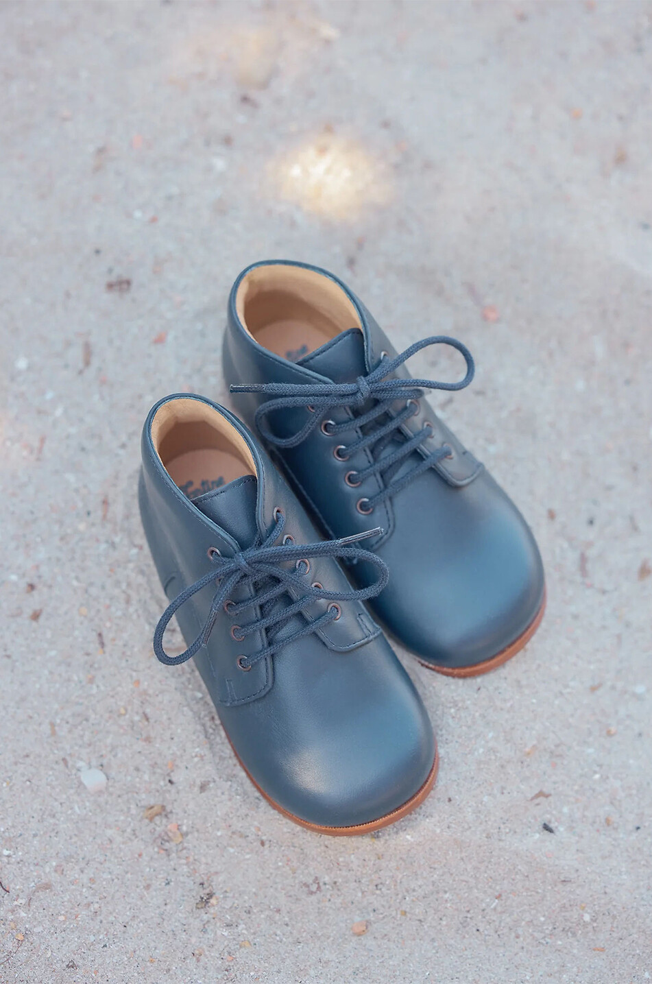 Cotton and leather baby derby shoes