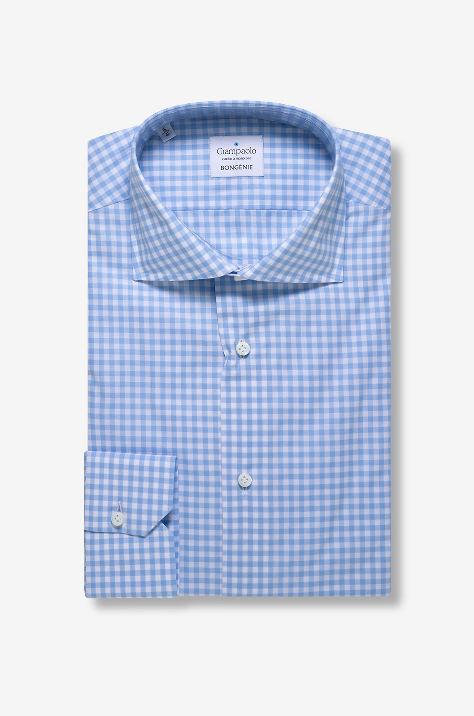 Gingham check cotton long-sleeved shirt