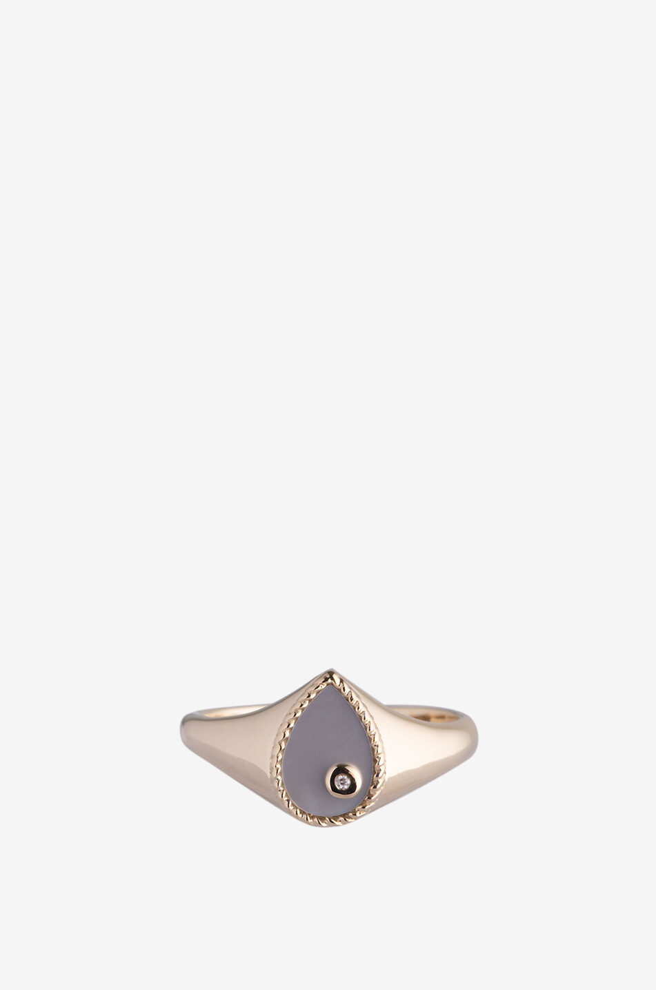 YVONNE LEON Bague en or et diamant Baby Chevalière Poire Femme BLANC CASSE 1