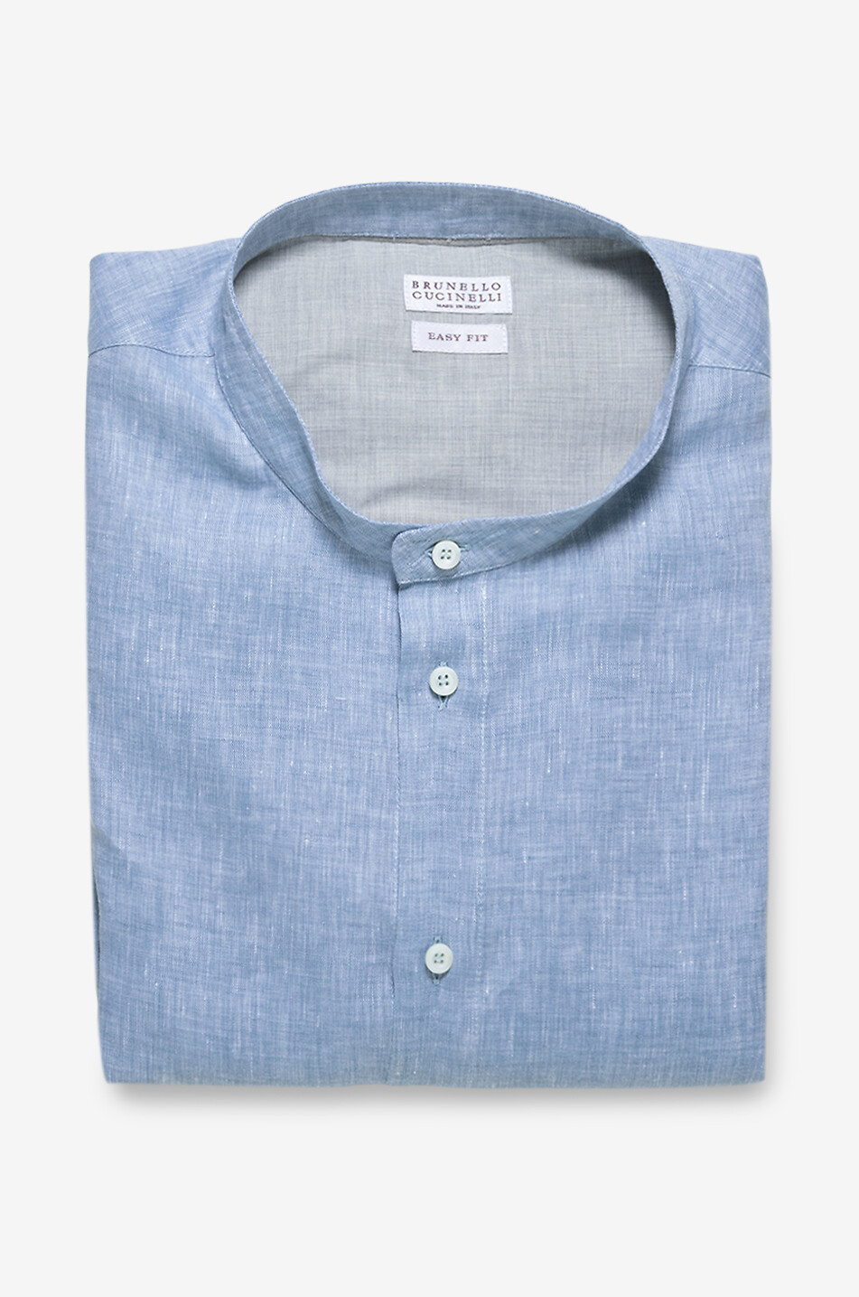 Chemise en lin à manches longues et col mao Easy Fit