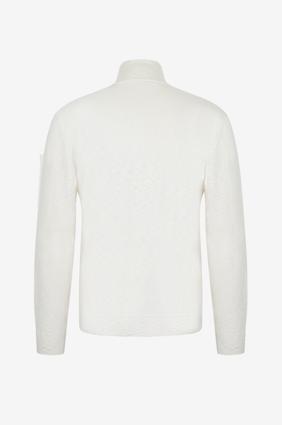 C.P. COMPANY Pull en coton flammé à col montant zippé Homme BLANC 2