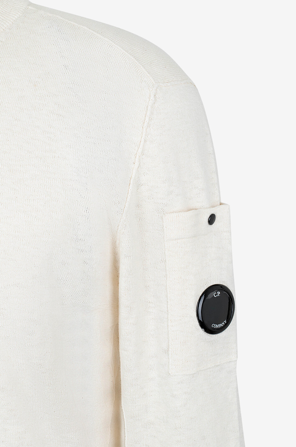 C.P. COMPANY Pull en coton flammé à col montant zippé Homme BLANC 3