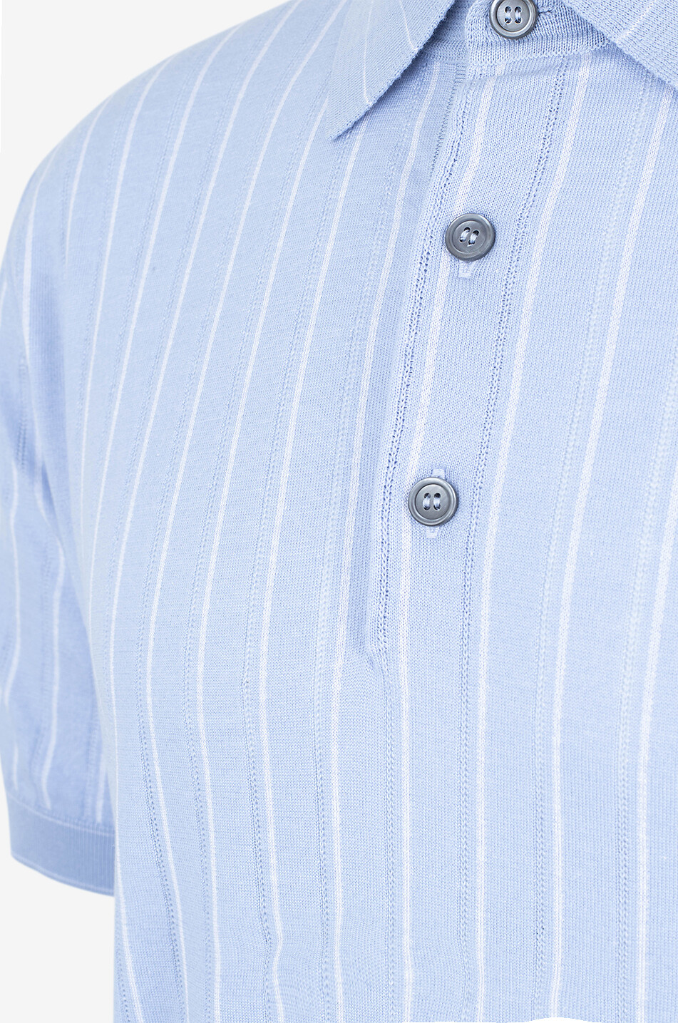 BRIONI Gestreiftes Kurzarm-Strick-Polohemd Herren HELLBLAU 3