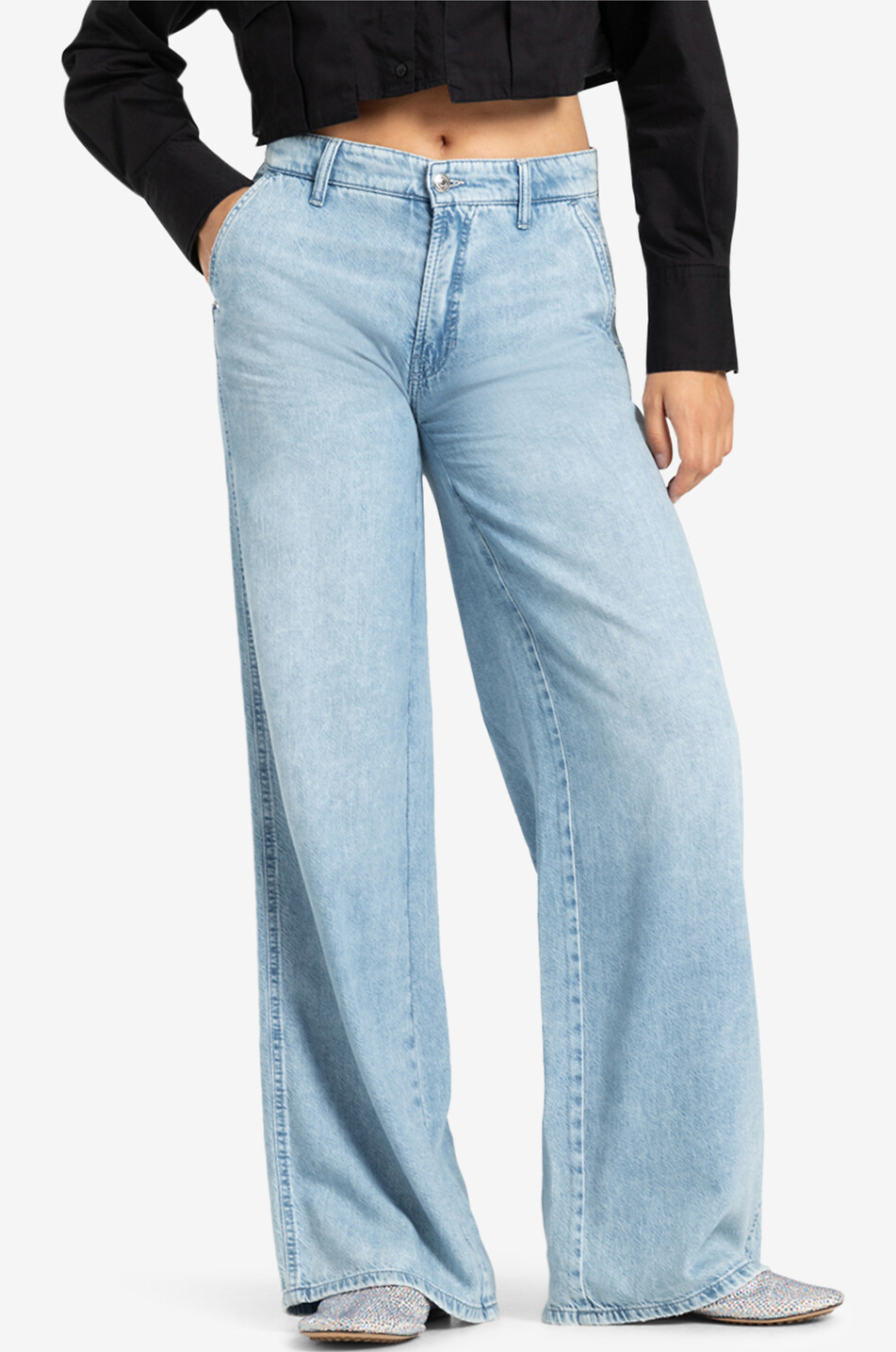 Jeans mit weitem Bein aus Baumwolle und Lyocell Alek