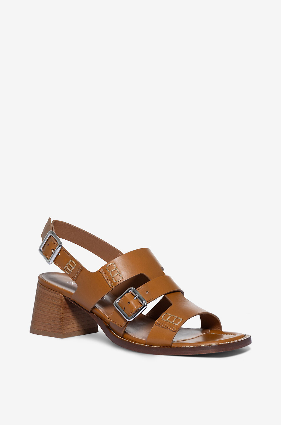 BONGENIE Sandales à talon en cuir Grain 55 Femme MARRON CLAIR 1