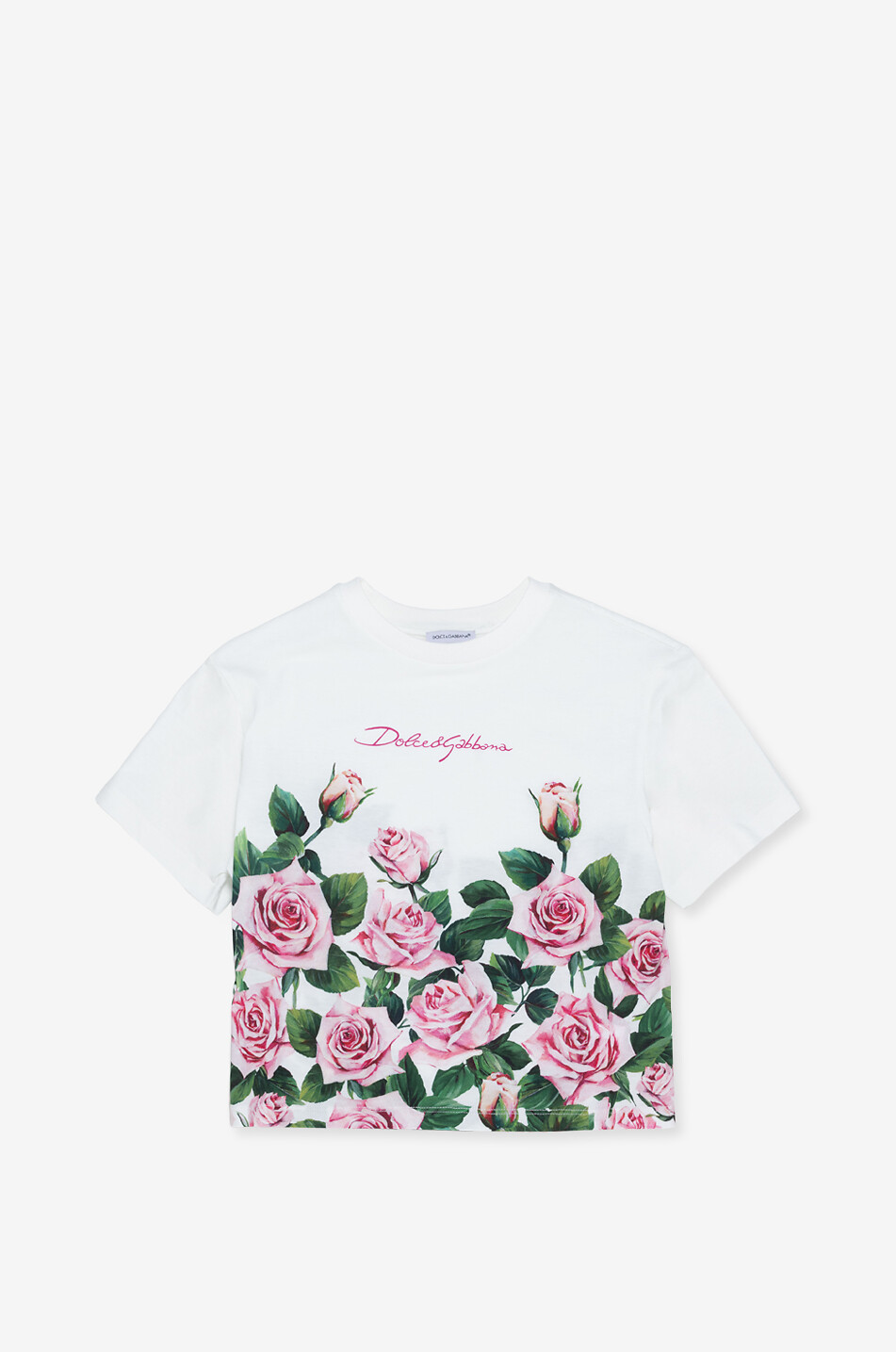 DOLCE & GABBANA Mädchen-Kurzarm-T-Shirt Roses Mädchen WEISS 1