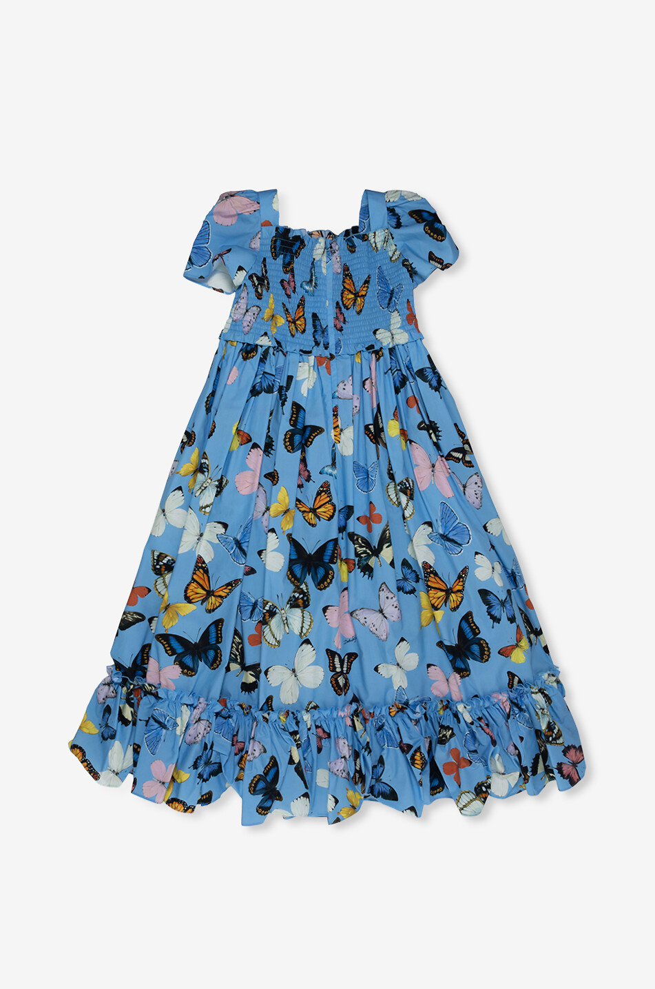 Farfalle long girls' poplin dress - DOLCE & GABBANA - BLUE - Bongénie