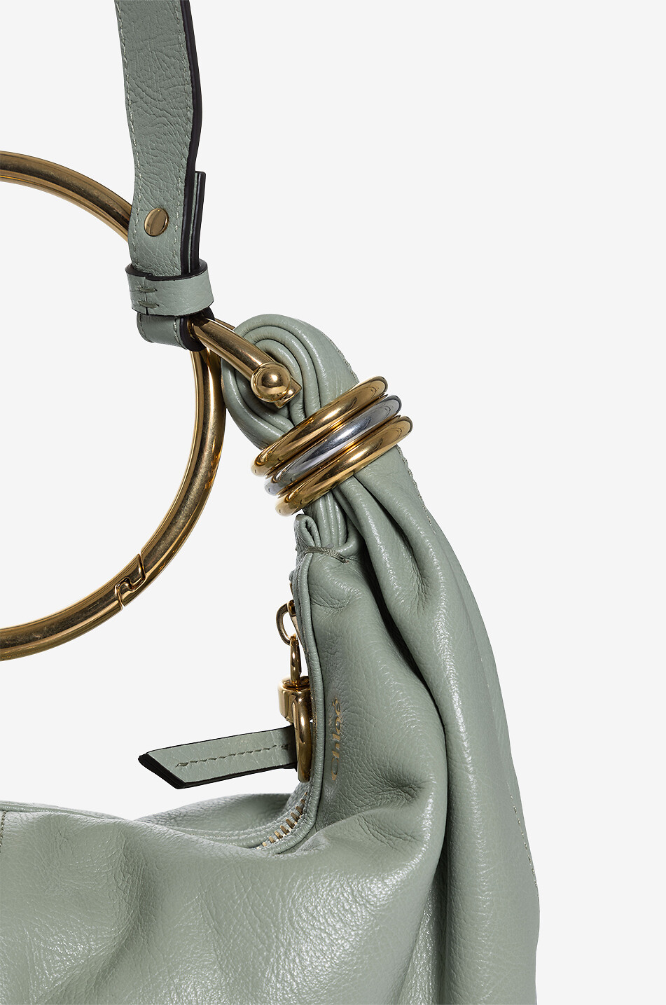 CHLOE Sac à main en cuir grainé Bracelet Hobo Small Femme BLEU 5