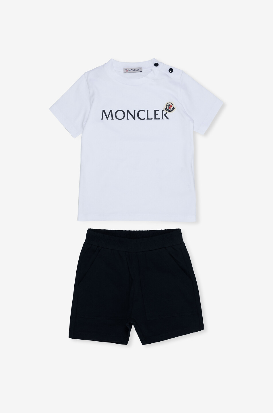 MONCLER Ensemble bermuda et T-shirt bébé imprimé logo Bébé BLEU FONCE 1