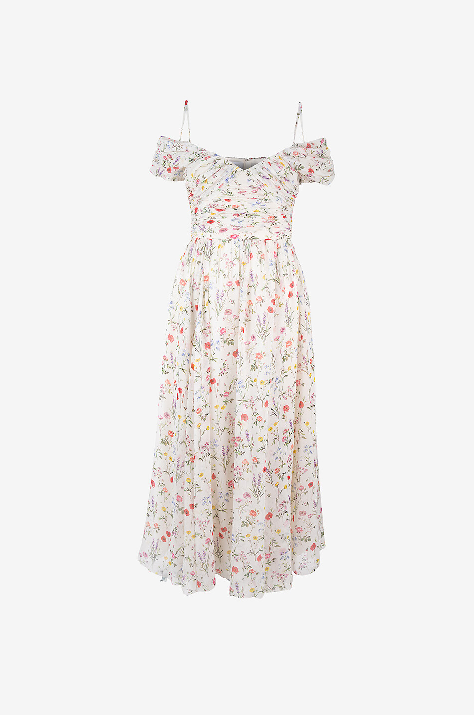 GIAMBATTISTA VALLI Robe midi à épaules dénudées en mousseline de soie Impressionist Femme MULTICOLORE 1