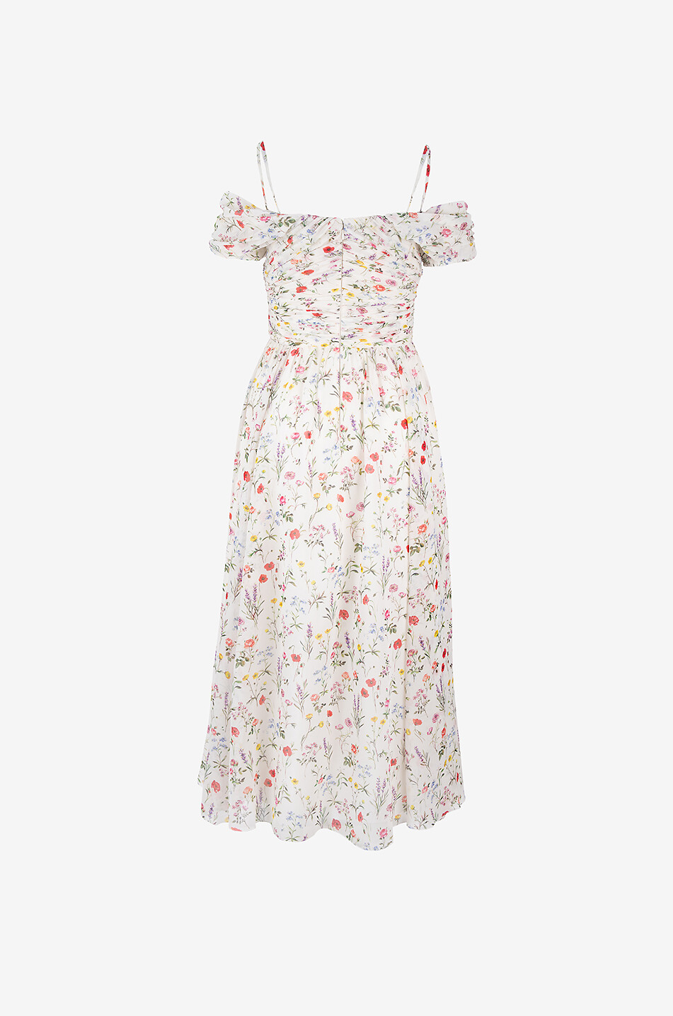 GIAMBATTISTA VALLI Robe midi à épaules dénudées en mousseline de soie Impressionist Femme MULTICOLORE 2