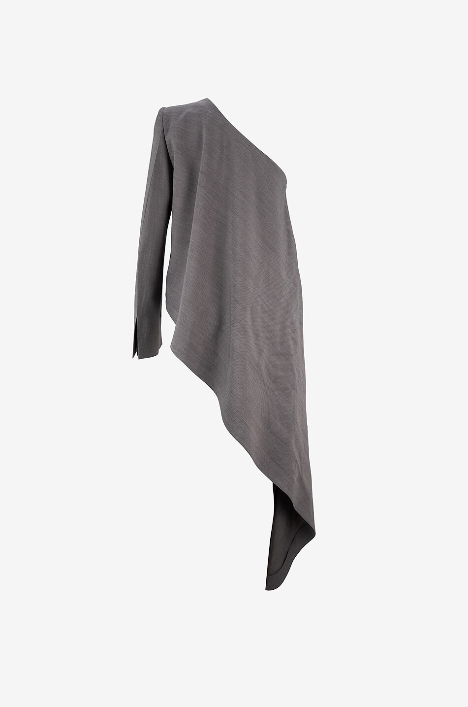 PHOEBE PHILO Sharp Shoulder asymmetric wool top Women DARK GREY 2