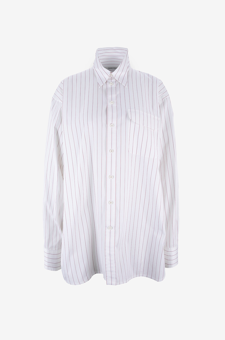 Upright Collar striped poplin oversize shirt