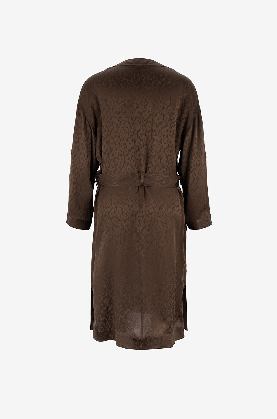 Leopard silk jacquard midi shirt dress