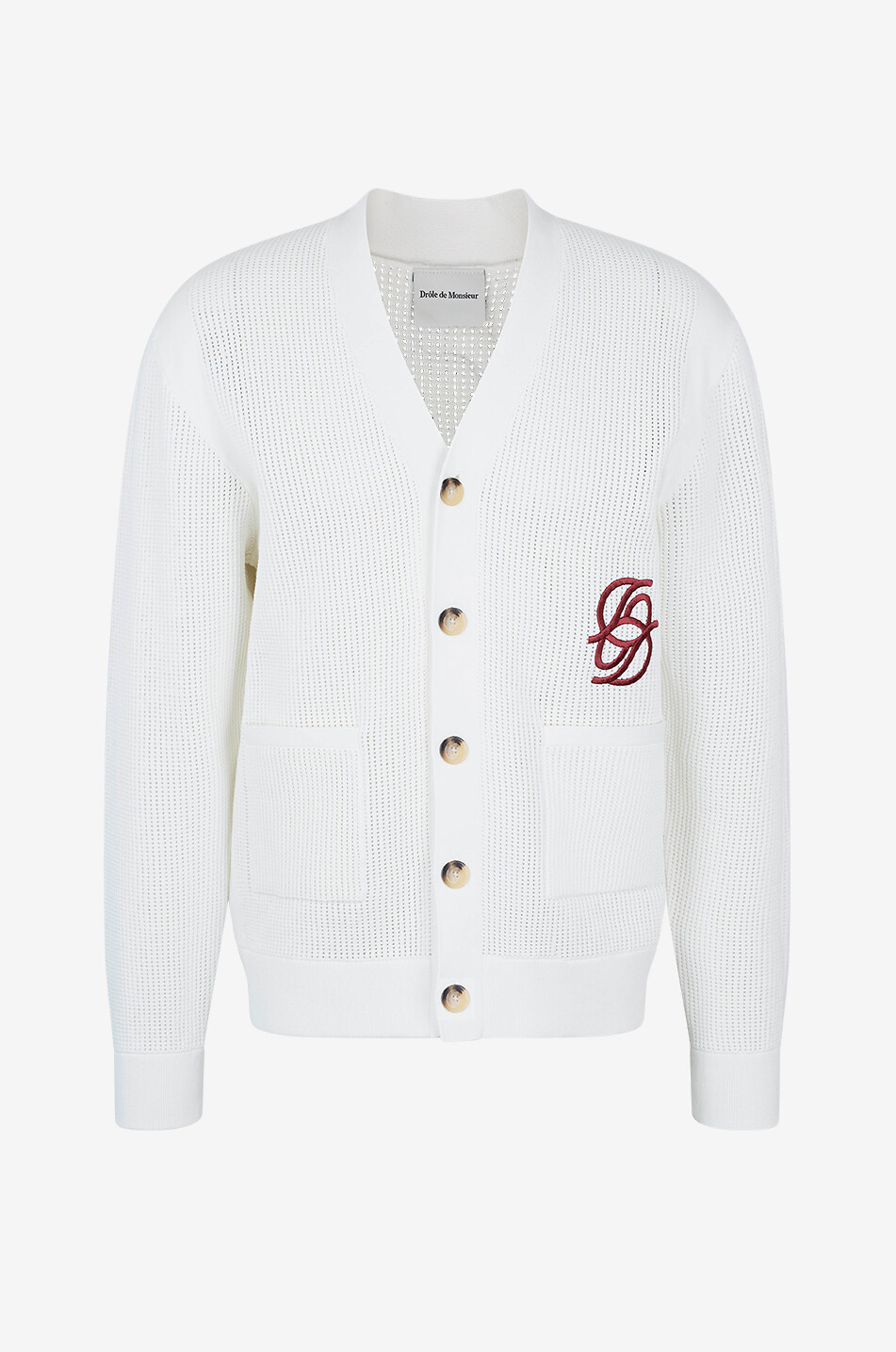 DROLE DE MONSIEUR Le cardigan Monogramme V-neck cotton cardigan Men EGGSHELL 1