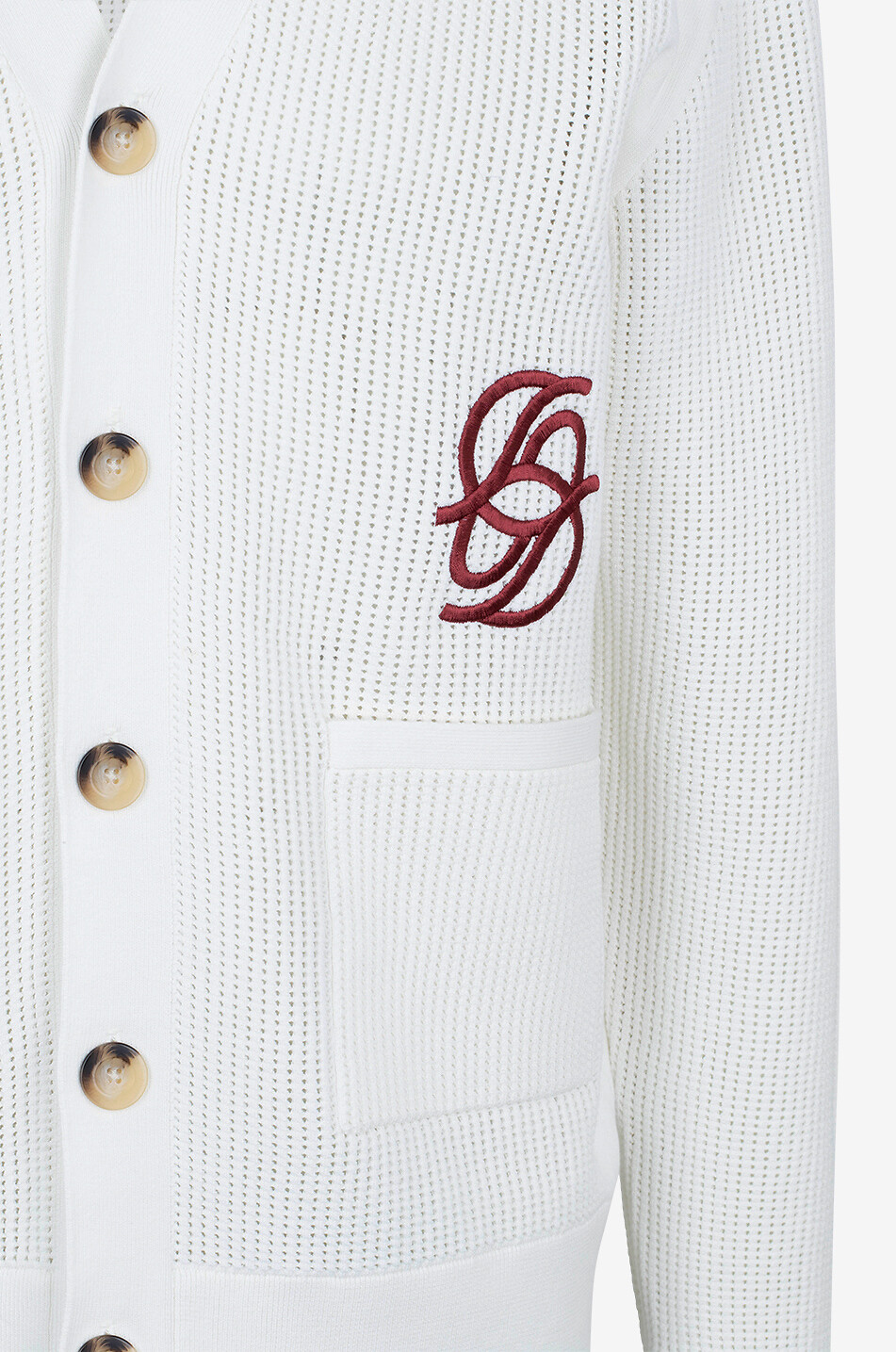 DROLE DE MONSIEUR Le cardigan Monogramme V-neck cotton cardigan Men EGGSHELL 4