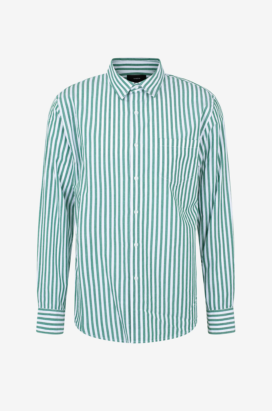 VINCE Langärmeliges Hemd aus Lyocell und Baumwolle Hermosa Stripe Herren GRÜN 1