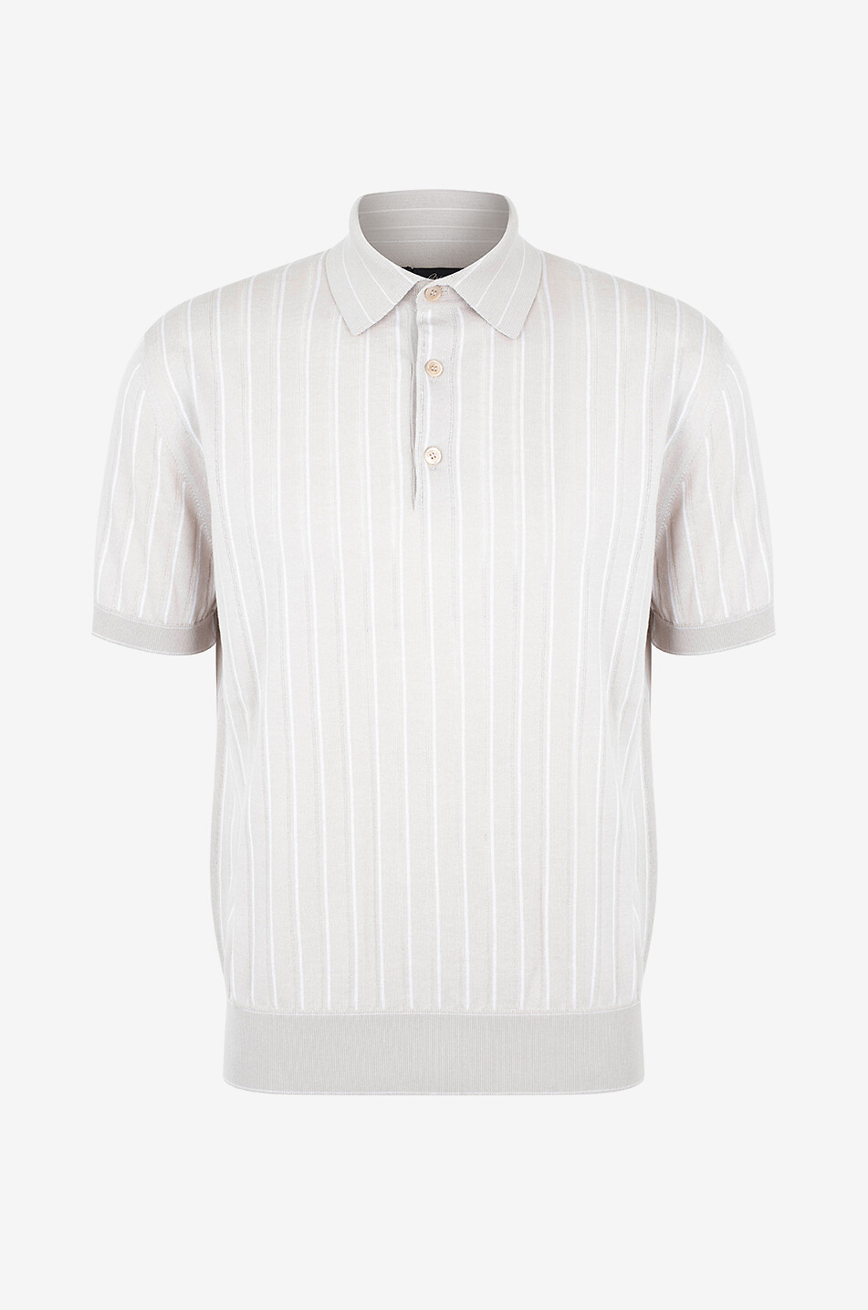 BRIONI Gestreiftes Kurzarm-Strick-Polohemd Herren BRAUN 1