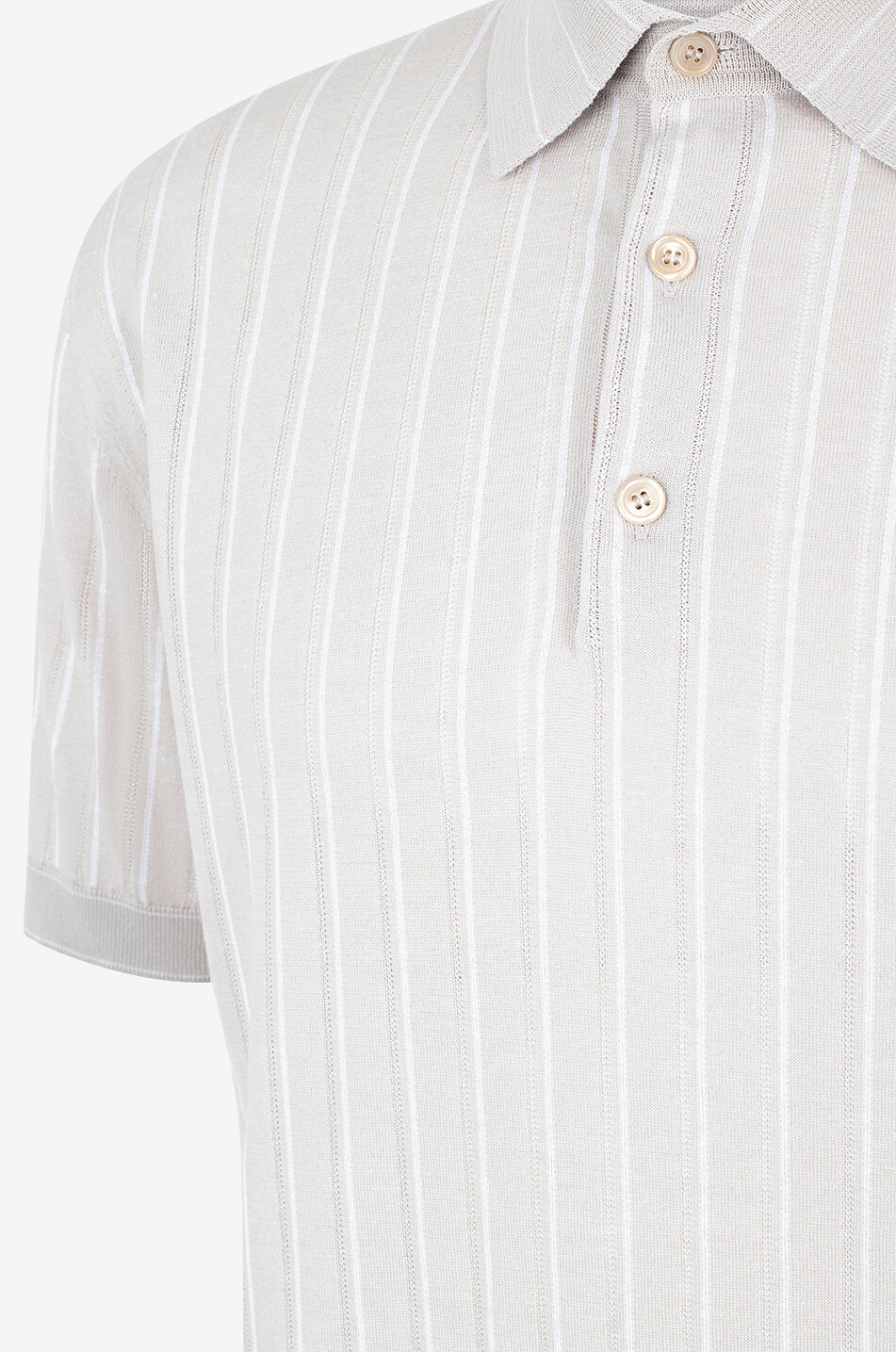 BRIONI Gestreiftes Kurzarm-Strick-Polohemd Herren BRAUN 3