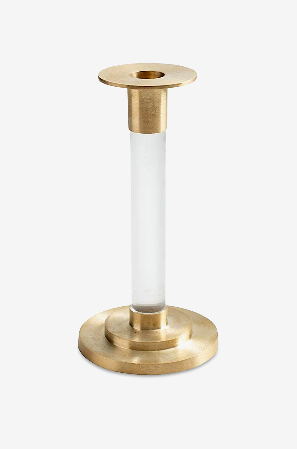 Clear Small resin and brass candle holder