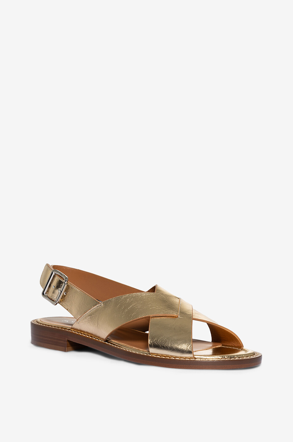 Queb metallic leather flat sandals