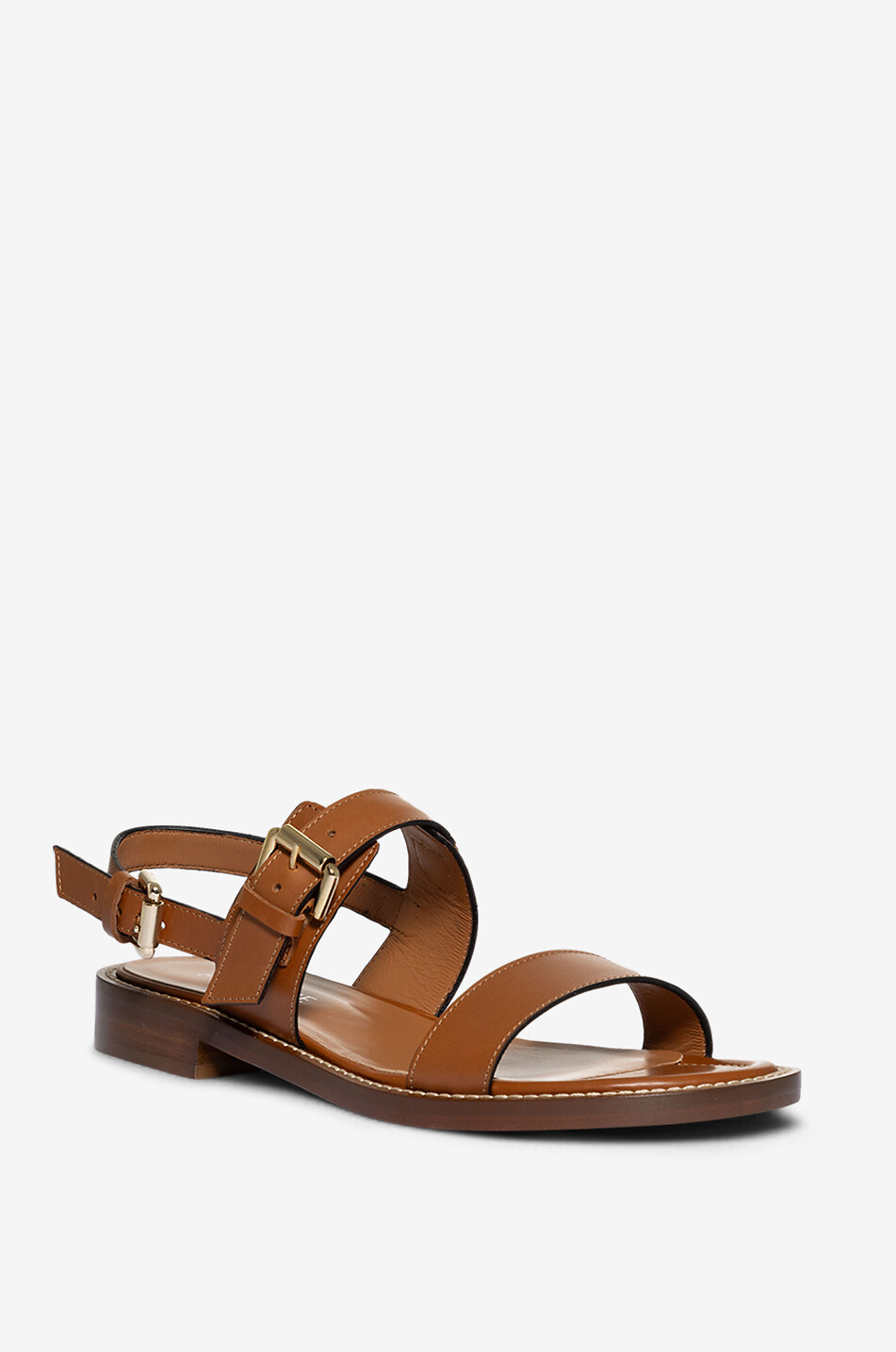 BONGENIE Flache Glattledersandalen Qi Damen HELLBRAUN 1